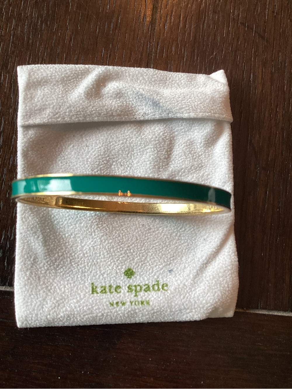 kate spade Green Enamel Gold-Trim Bangle “ In Fine Feather”